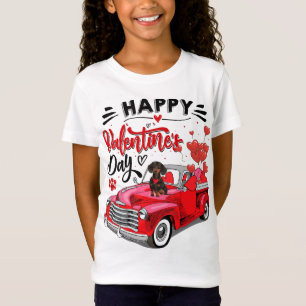 Camiseta Camión rojo de perro de Dachshund feliz Día de San