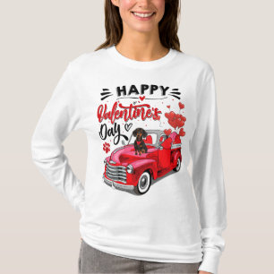 Camiseta Camión rojo de perro de Dachshund feliz Día de San
