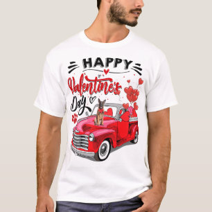 Camiseta Camión rojo de perro malinois feliz Día de San Val