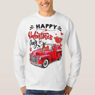 Camiseta Camión rojo de perro malinois feliz Día de San Val
