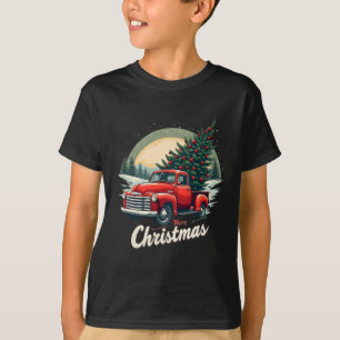 Camiseta Camión rojo de recogida Feliz Navidad Árbol de inv