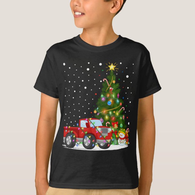 Camiseta Camión rojo de Santa Camión de Navidad Árbol de il (Anverso)