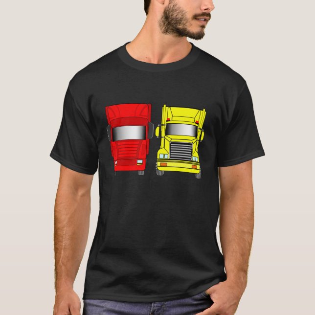 Camiseta Camión rojo del amarillo del camión (Anverso)