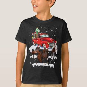 Camiseta Camión Rojo en caballo Navidad Feliz Navidad