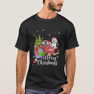 Camiseta Camión Rojo en maltés Navidad Feliz Navidad