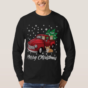 Camiseta Camión Rojo Feliz Árbol de Navidad Corgi Navidades