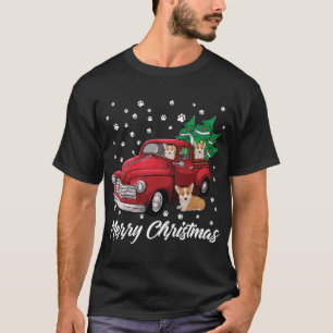Camiseta Camión Rojo Feliz Árbol de Navidad Corgi Navidades