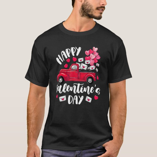 Camiseta Camión Rojo Feliz Día de San Valentín Cartas de Tr (Anverso)