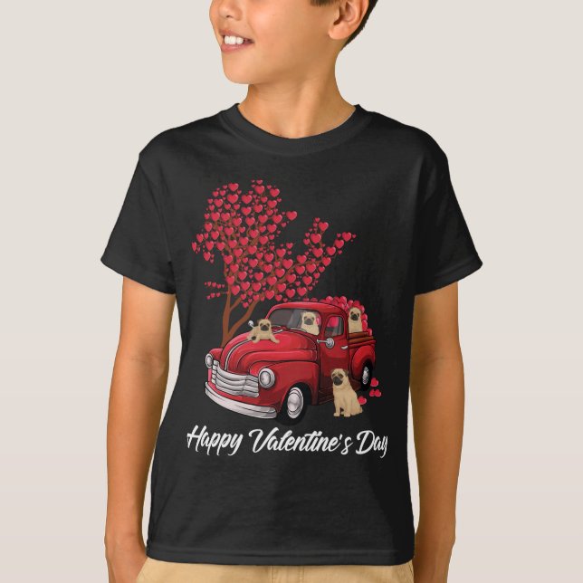 Camiseta Camión rojo Feliz Día de San Valentín Corazón de a (Anverso)