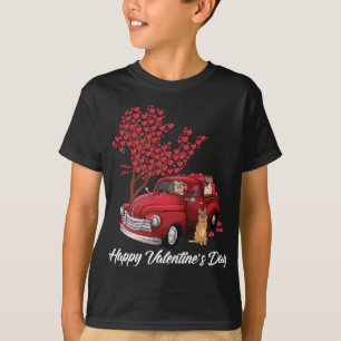 Camiseta Camión rojo Feliz Día de San Valentín perro pastor