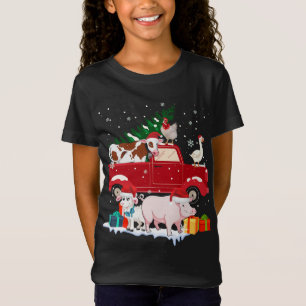 Camiseta Camión Rojo Feliz Navidad Animales Ama Granja