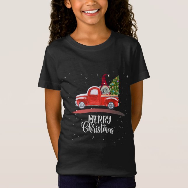 Camiseta Camión Rojo Gnome de Merry Christmas Garden (Anverso)