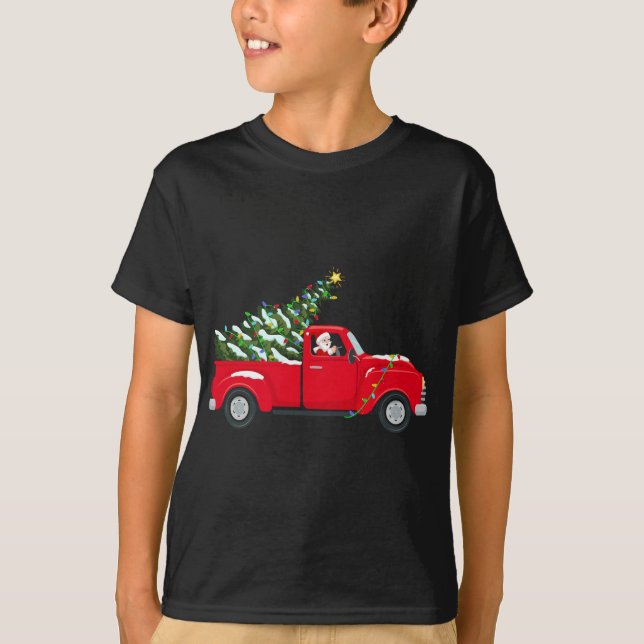 Camiseta Camión rojo gracioso amante de la Navidad Santa Ha (Anverso)