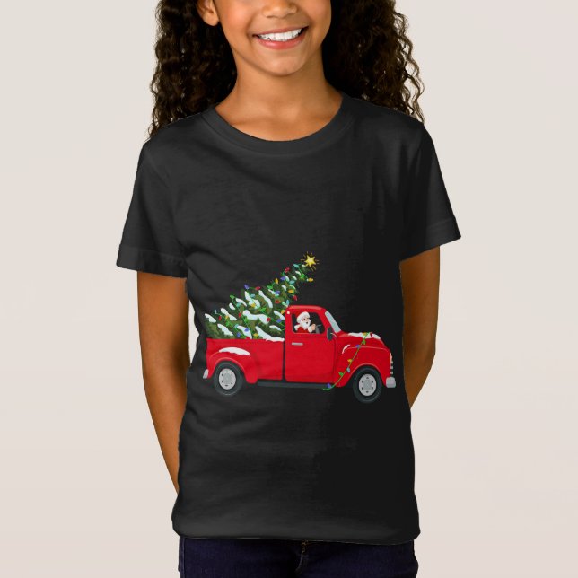 Camiseta Camión rojo gracioso amante de la Navidad Santa Ha (Anverso)