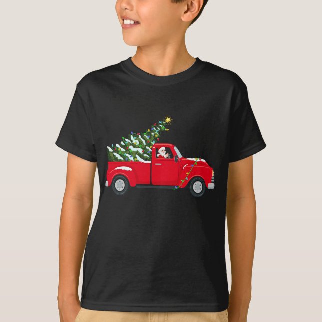 Camiseta Camión rojo gracioso amante de la Navidad Santa Ha (Anverso)
