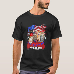 Camiseta Camión Rojo Gracioso Con Gatos 4 De Julio Patr Glo