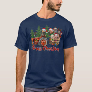 Camiseta Camión Rojo Granja Tractor Animales Cow Cerdo Merr