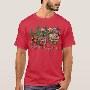 Camiseta Camión Rojo Granja Tractor Animales Cow Cerdo Merr