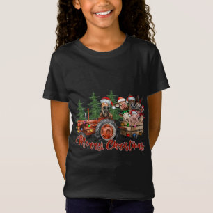 Camiseta Camión Rojo Granja Tractor Animales Cow Cerdo Merr