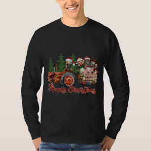 Camiseta Camión Rojo Granja Tractor Animales Cow Cerdo Merr