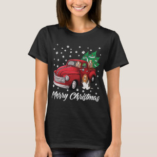 Camiseta Camión Rojo Merry Christmas Tree Basset Hound Chri