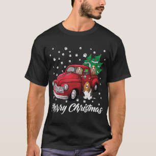 Camiseta Camión Rojo Merry Christmas Tree Basset Hound Chri