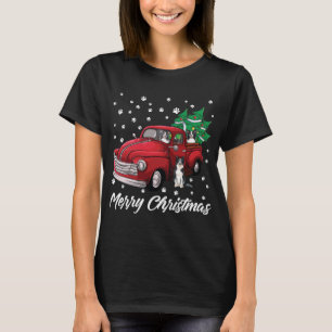 Camiseta Camión Rojo Merry Christmas Tree Border Collie Chr