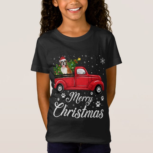 Camiseta Camión Rojo Merry Christmas Tree boxer Navidades d (Anverso)