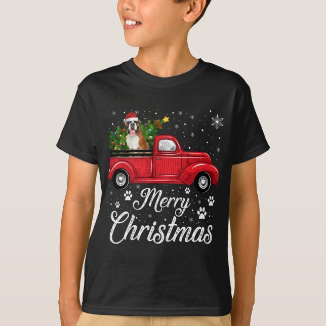 Camiseta Camión Rojo Merry Christmas Tree boxer Navidades d (Anverso)