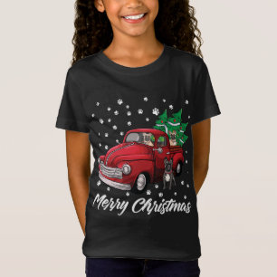 Camiseta Camión rojo Merry Christmas Tree Bulldog francés C