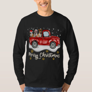 Camiseta Camión rojo Merry Christmas Tree Bulldog inglés