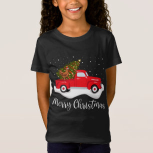 Camiseta Camión Rojo Merry Christmas Tree Chicken Navidades