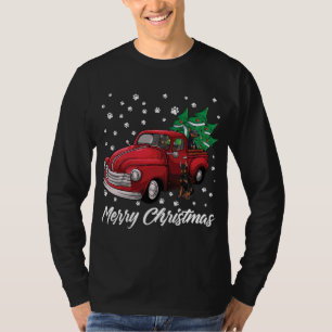 Camiseta Camión Rojo Merry Christmas Tree Doberman Navidade