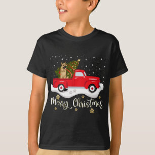 Camiseta Camión Rojo Merry Christmas Tree German Shepherd C