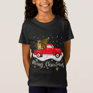 Camiseta Camión Rojo Merry Christmas Tree German Shepherd C