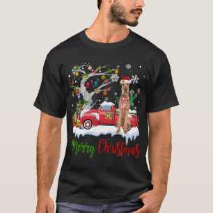 Camiseta Camión Rojo Merry Christmas Tree Irish Terrier Paj