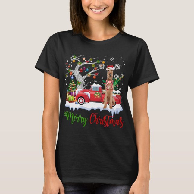 Camiseta Camión Rojo Merry Christmas Tree Irish Terrier Paj (Anverso)