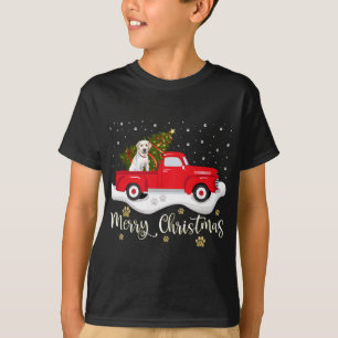 Camiseta Camión Rojo Merry Christmas Tree Labrador Retrieve