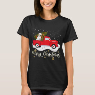 Camiseta Camión Rojo Merry Christmas Tree Labrador Retrieve