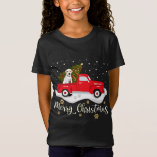 Camiseta Camión Rojo Merry Christmas Tree Labrador Retrieve
