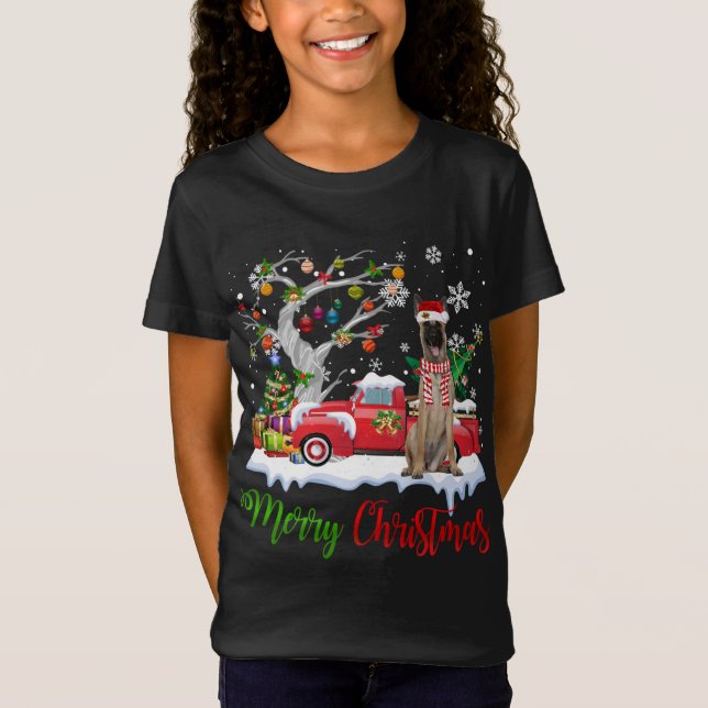 Camiseta Camión Rojo Merry Christmas Tree Pastor Belga Pa (Anverso)
