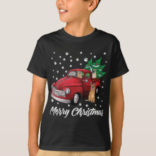 Camiseta Camión rojo Merry Christmas Tree perro pastor alem