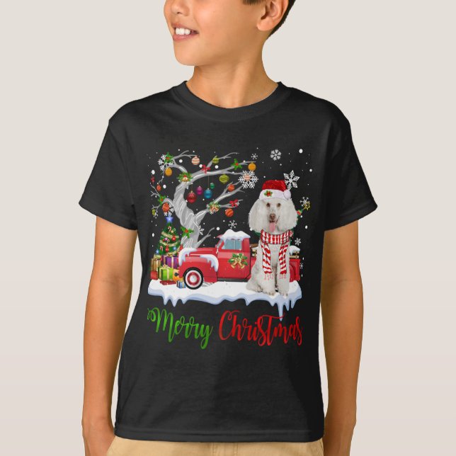 Camiseta Camión Rojo Merry Christmas Tree Poodle Pajama (Anverso)