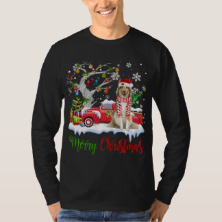Camiseta Camión Rojo Merry Christmas Tree Shetland Sheepdog