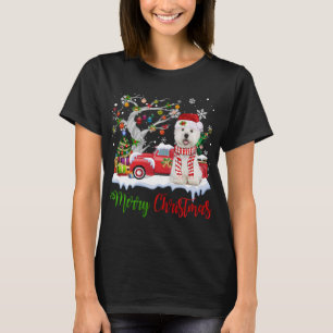 Camiseta Camión Rojo Merry Christmas Tree Westie Pajama