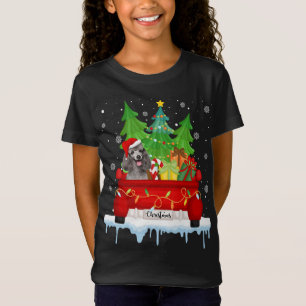 Camiseta Camión Rojo Merry Christmas Tree Xmas Poodle Dog