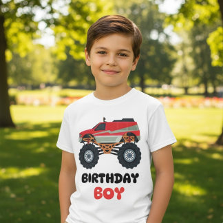 Camiseta Camión Rojo Niño Cumpleaños