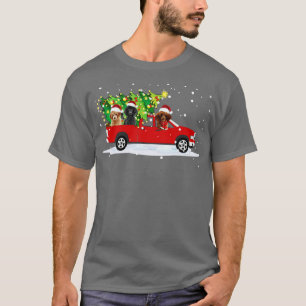 Camiseta Camión rojo perro perro caniche árbol de Navidad F