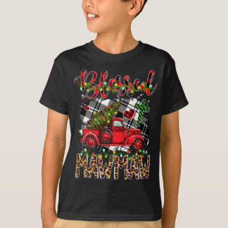 Camiseta Camión Rojo Plaid Xmas Tree Blessed Mawmaw Family