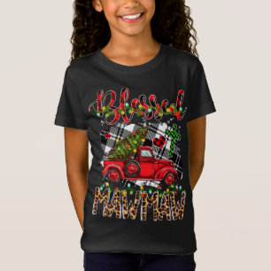 Camiseta Camión Rojo Plaid Xmas Tree Blessed Mawmaw Family